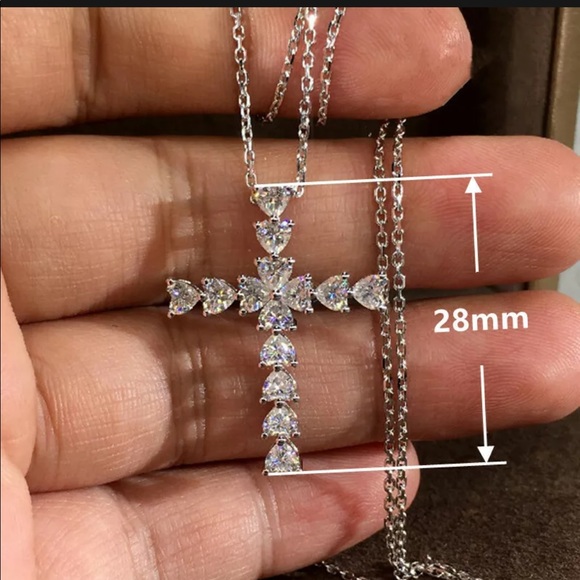 New Cross 925 Silver Necklace Pendant Sapphire - Picture 3 of 6